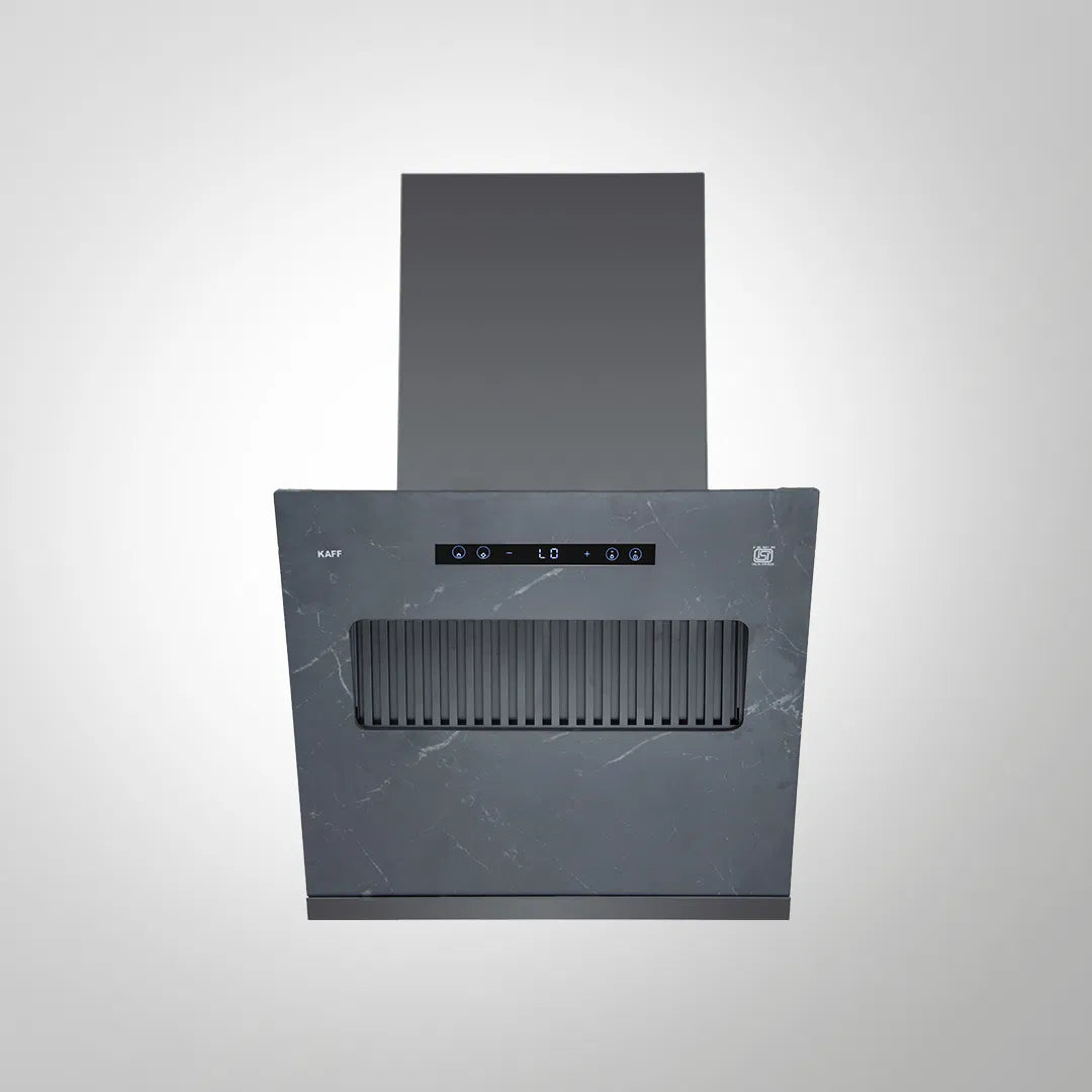 LINNEA RG 60 DC Filterless Smart Chimney | 60 cm Wall-Mounted, 1400 m³/hr, Dry Heat Auto Clean, 9-Speed Gesture Control, Matt Grey Rock Glass