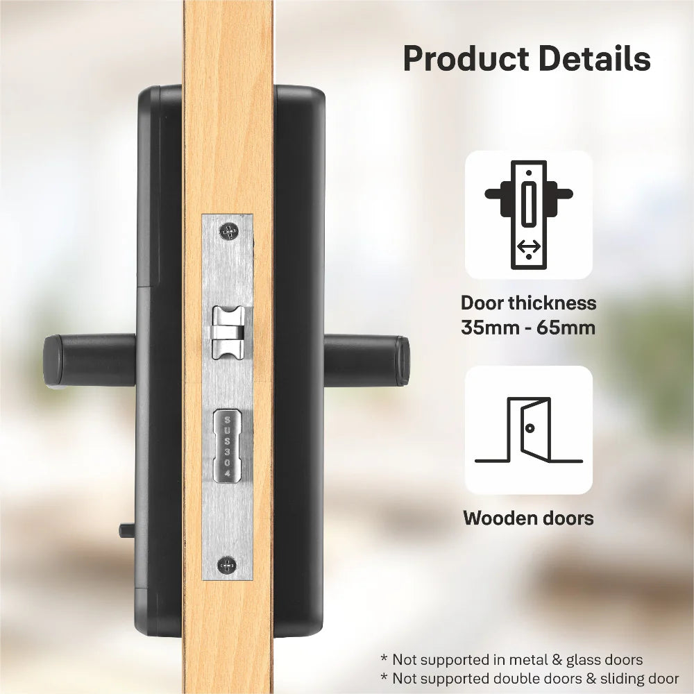Zuri S (Black) Smart Lock with 5 way unlocking