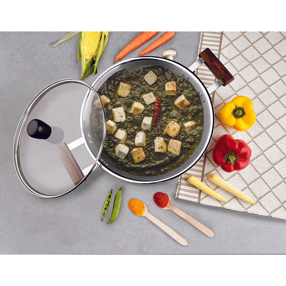 Triply Kadai with Glass Lid – 22 cm