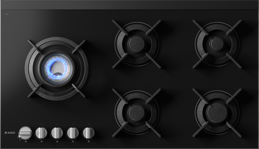 HG8953BGB1 5 Burner Gas Hob 90cm Black Glass 538.60.789