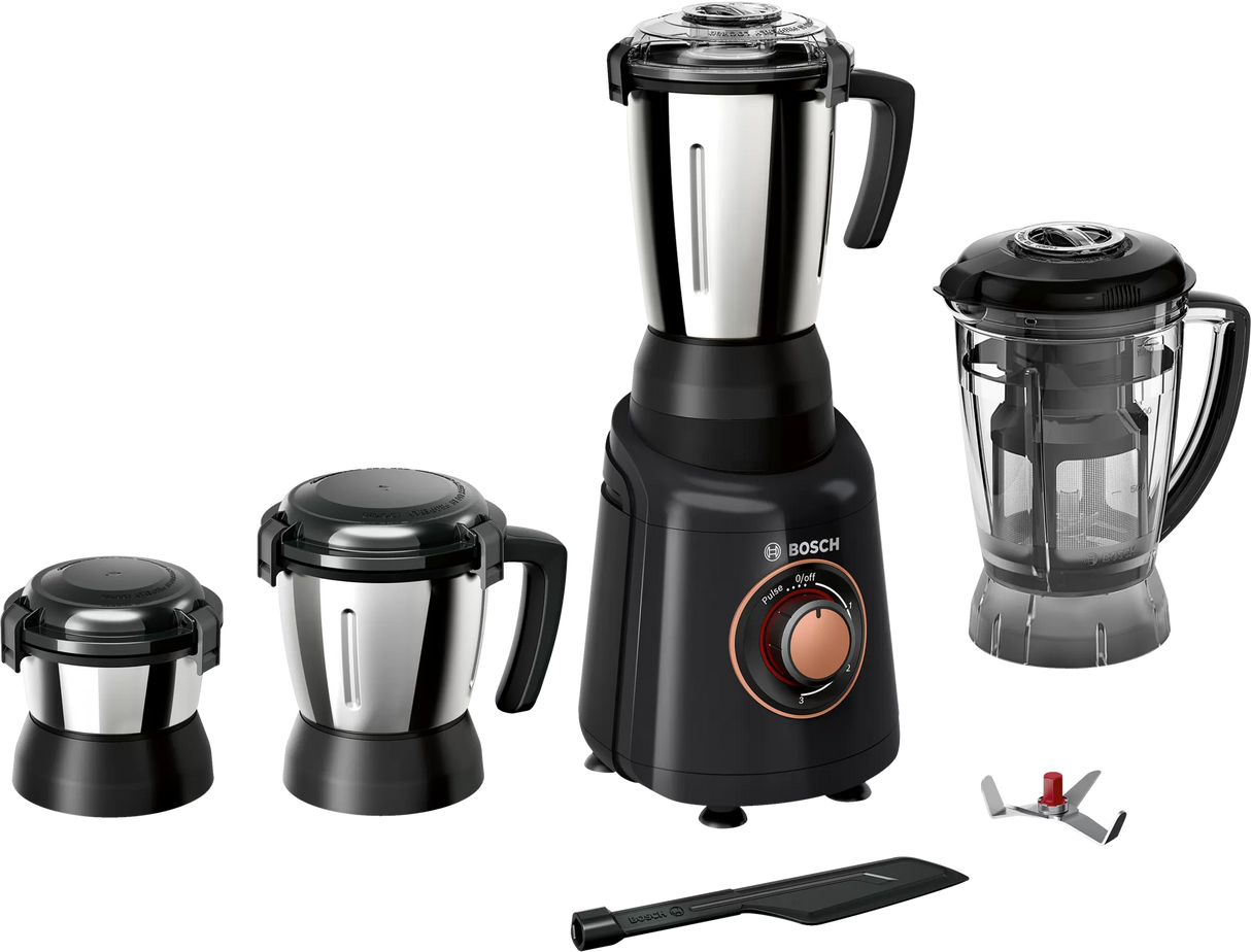 TrueMixx Radiance 600W Mixer Grinder with PoundingBlade, 4 Jars – Black (MGM4344BIN)