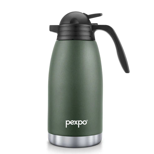 Pexpo- Stainless Steel Cosmo Carafe Vacuum Insulated (Tea pot) | 24/7 Hot & Cold 2000ML Military Green