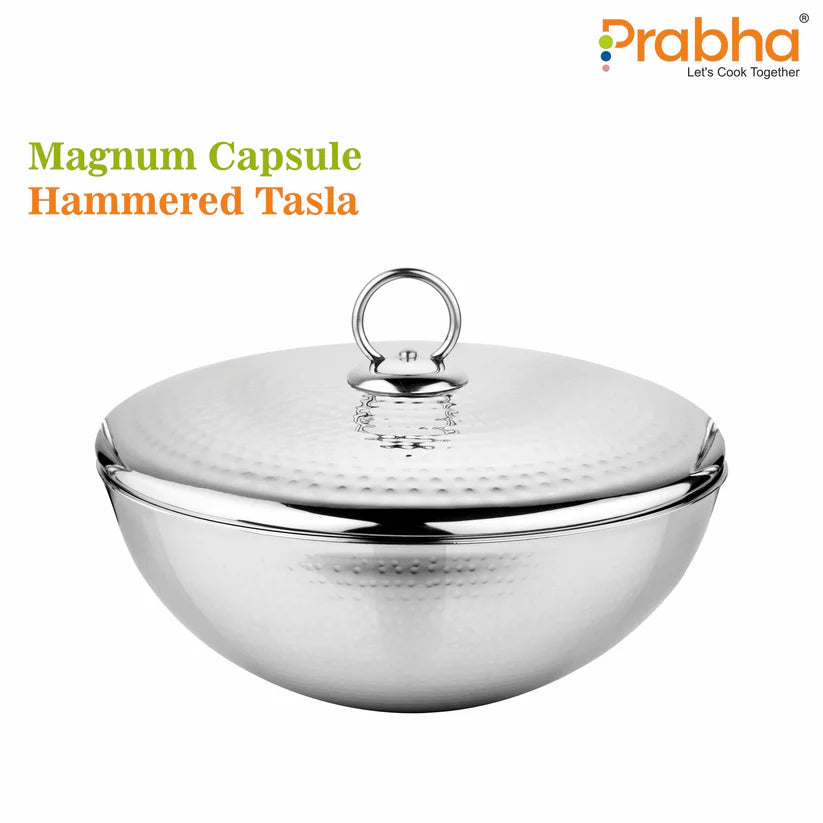 Magnum Capsule Bottom Hammered Tasla With Lid – 2.4L, 24cm