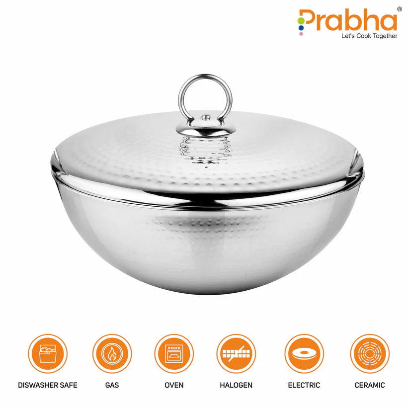 Magnum Capsule Bottom Hammered Tasla With Lid – 2.4L, 24cm