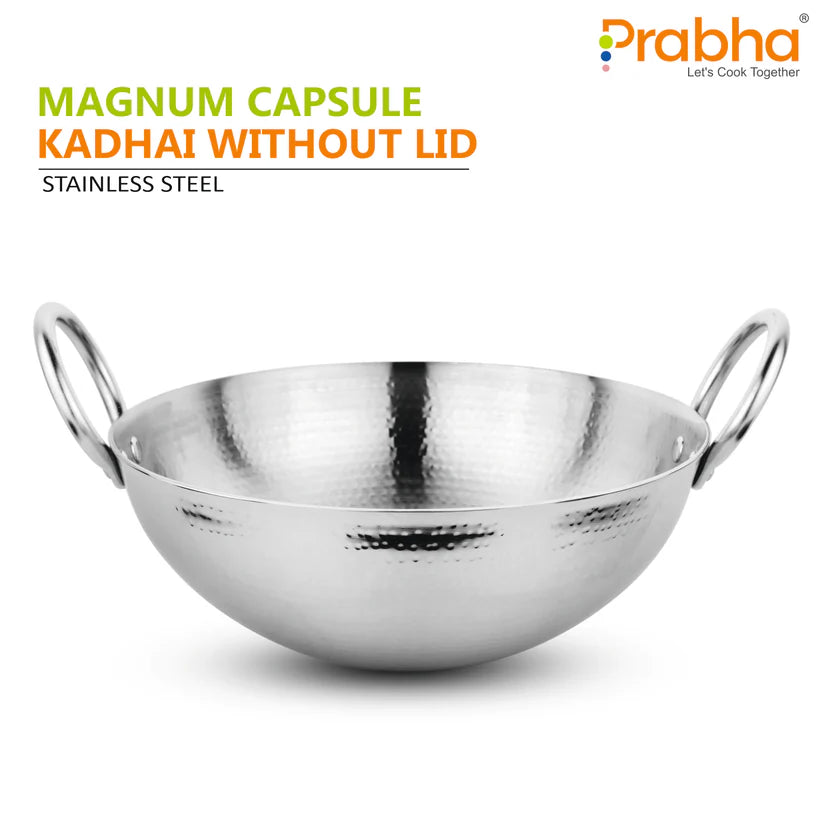 Magnum Capsule Bottom Hammered Kadhai Without Lid – 3.4L, 28cm