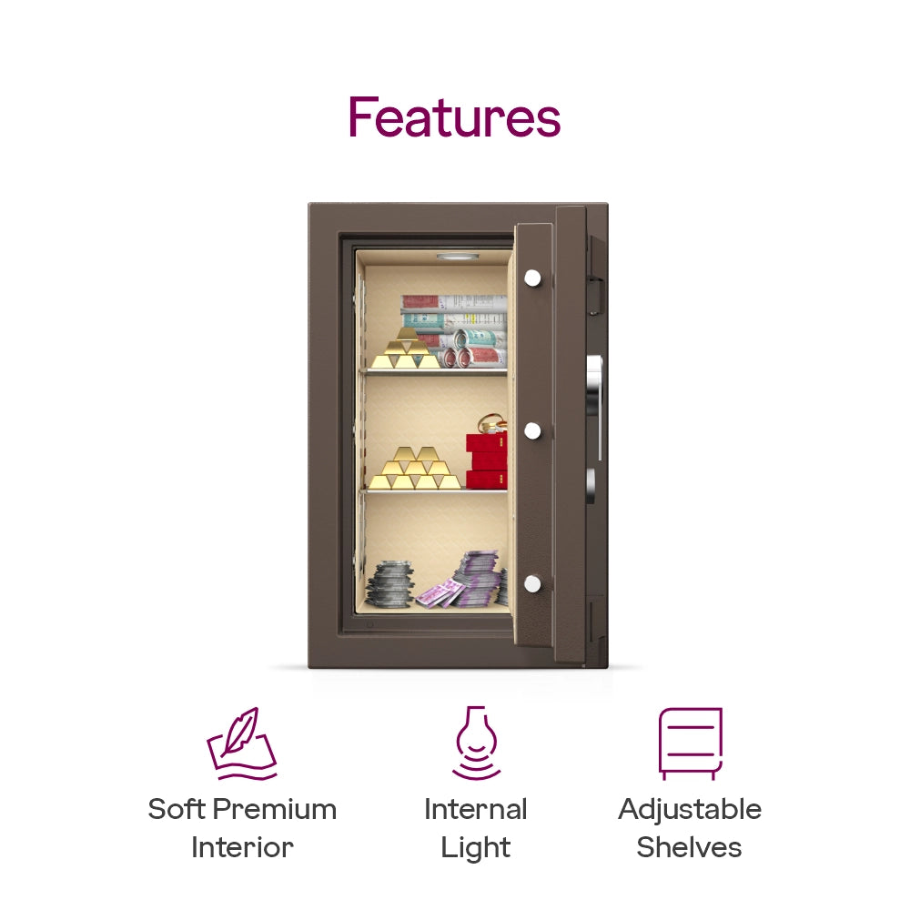 Matrix 3016 (94L) EL+KL Fire-Resistant Home Locker with Dual Lock – Coffee Brown