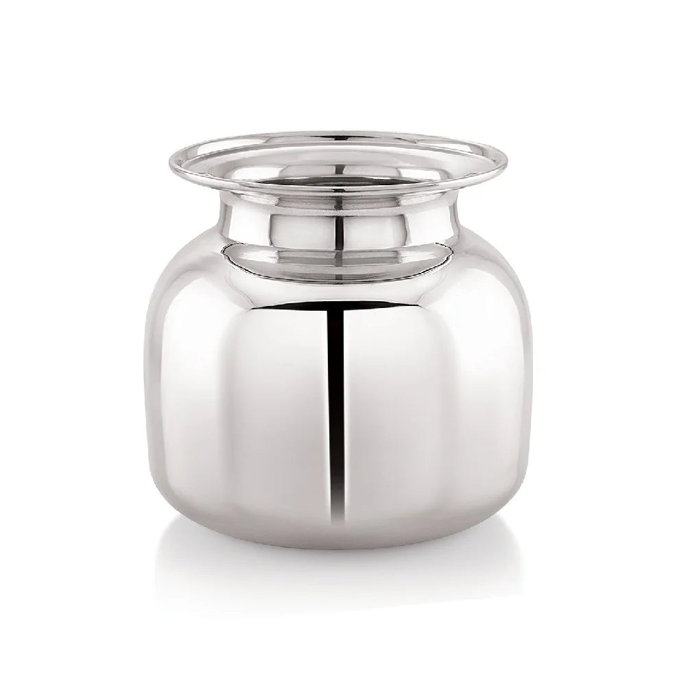 Mukti Lota, Kalash, Stainless Steel Silver Classic Finish, Ideal for Home & Kitchen (Nivedyam Lota, 400 ML)
