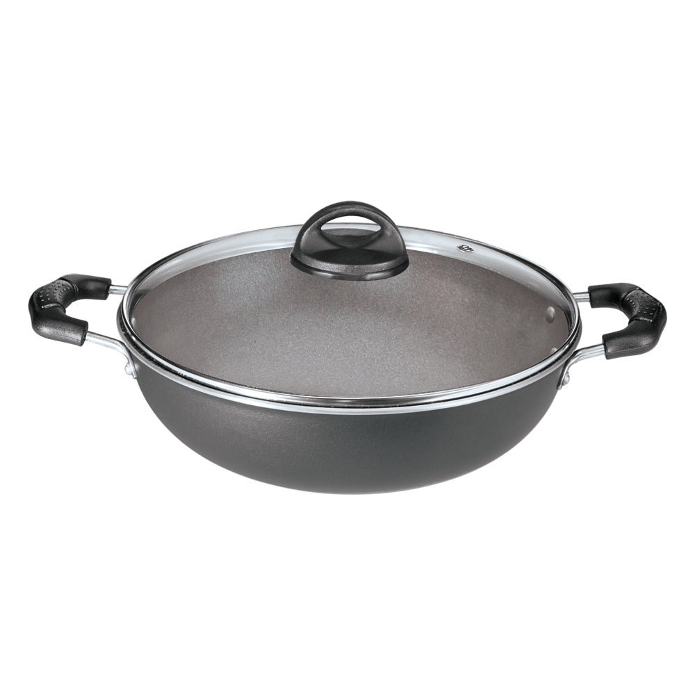 Premier Non Stick Superb Deep Kadai with Glass Lid Induction Base 24cm