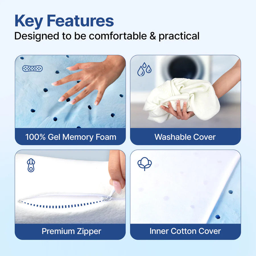 Ultimate Deep Sleep Pillow 4 Inch with Gel Cloud Memory Foam for Neck & Shoulder Support