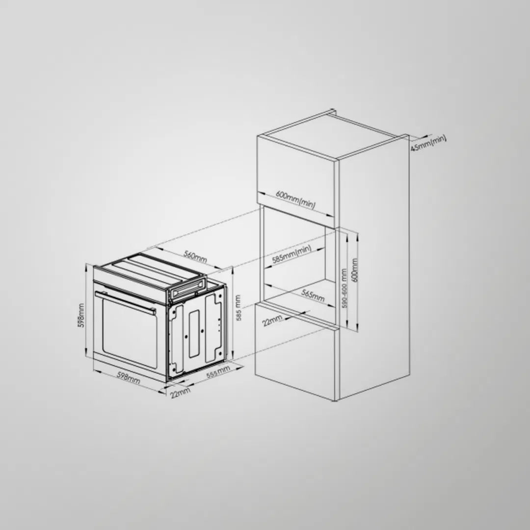 OV 81 ATMN 81L Built-in Electric Oven with Air Fry Mode, Wi-Fi Control, True Convection & Smart TFT Touch Panel – Premium Black Glass