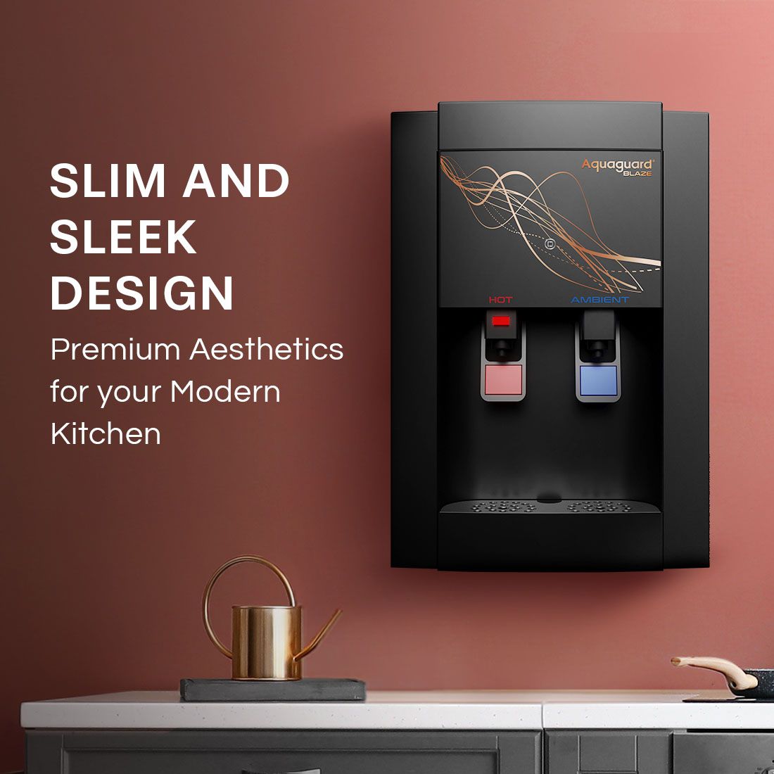 Blaze Slim Hot & Ambient RO+UV+Active Copper Tech Stainless Steel Tank Water Purifier