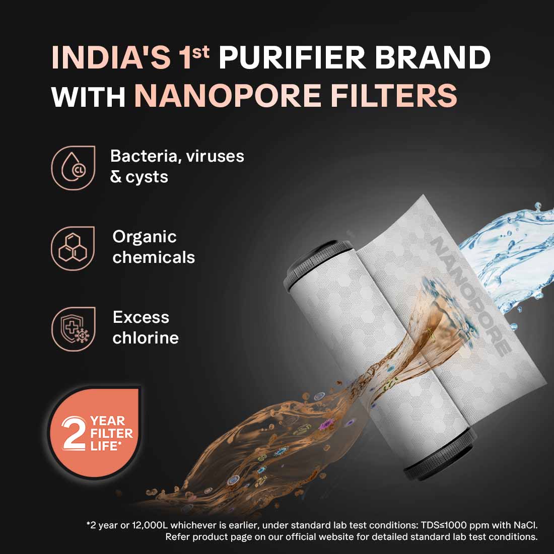 Aspire Designo 2X UTC UV + UF Water Purifier | 2 Year Filter Life | With Mega Sediment Filter