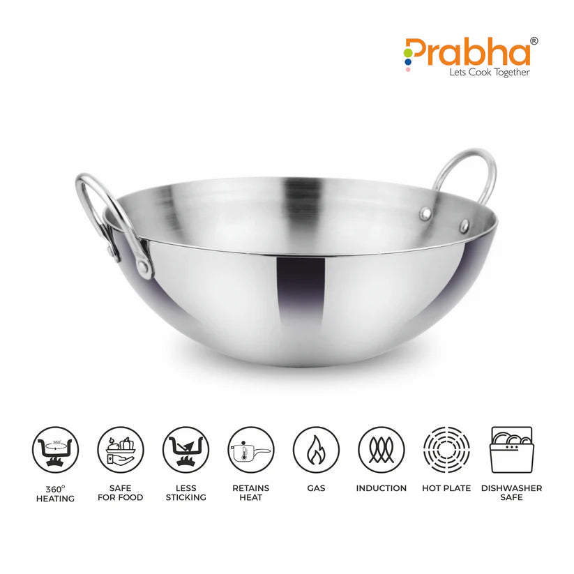 Prima Triply Capsule Bottom Kadhai Without Lid – 1.3L, 20cm