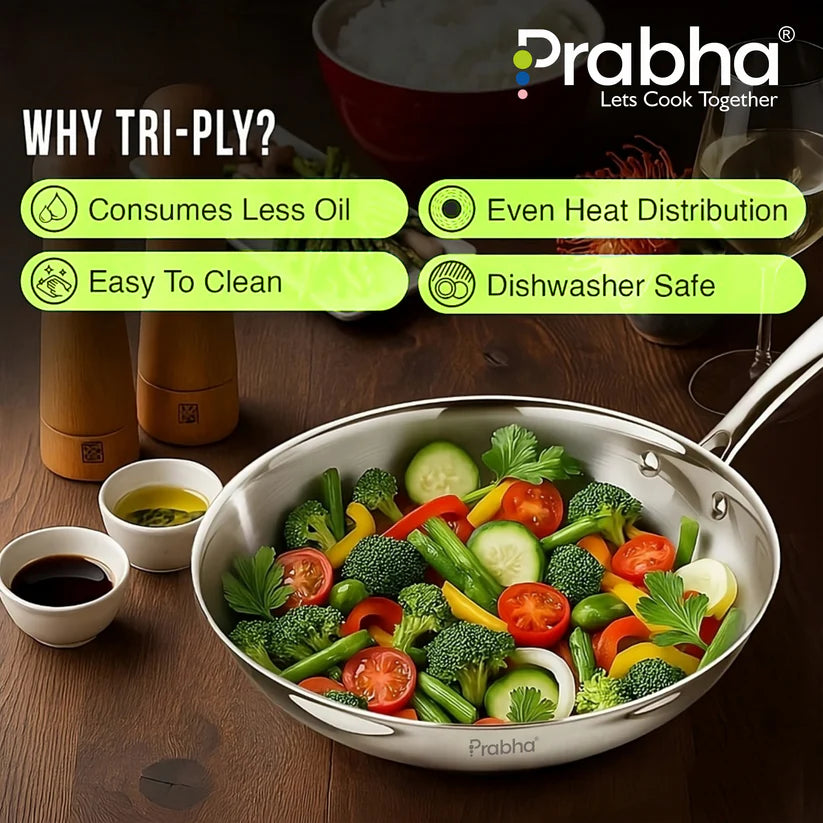 Prima Triply Frypan Without Lid – 1.1L, 20cm