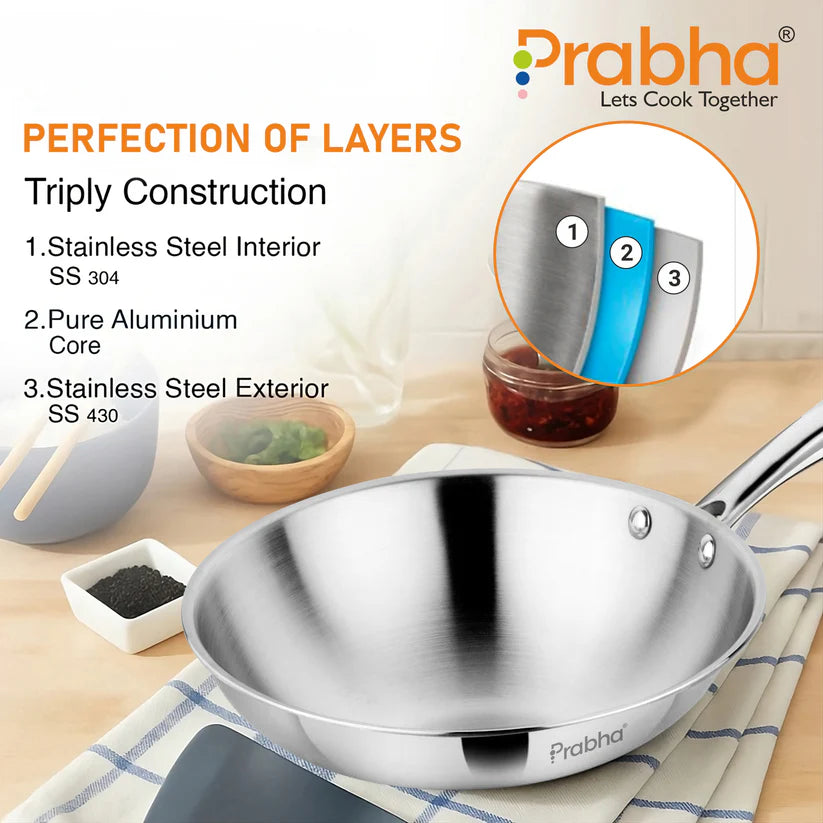 Prima Triply Frypan Without Lid – 1.1L, 20cm