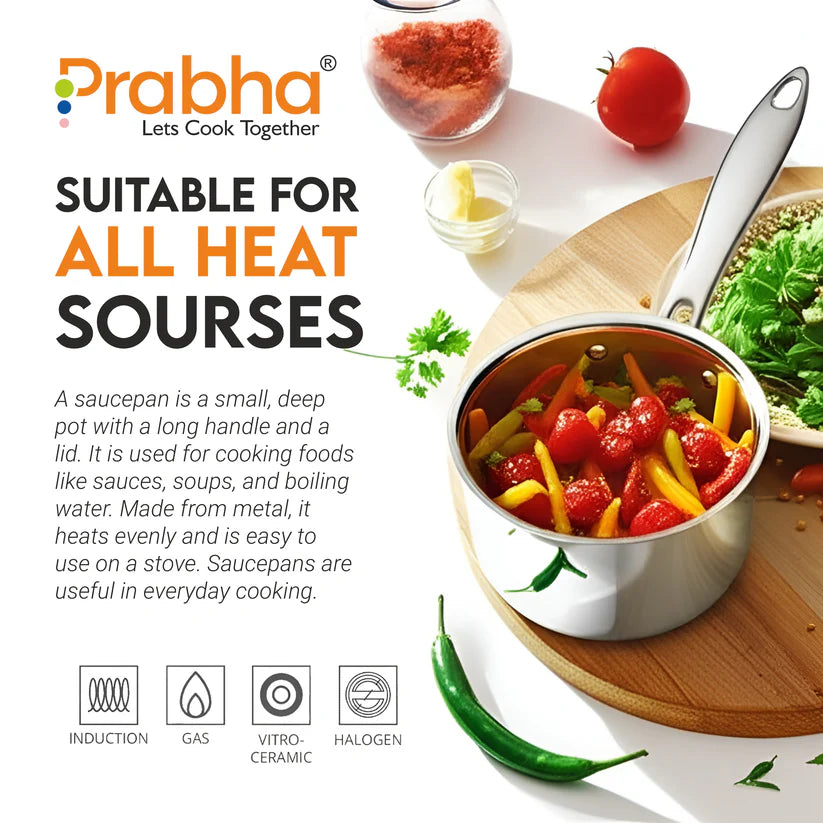 Prima Triply Saucepan With Lid – 2L, 18cm