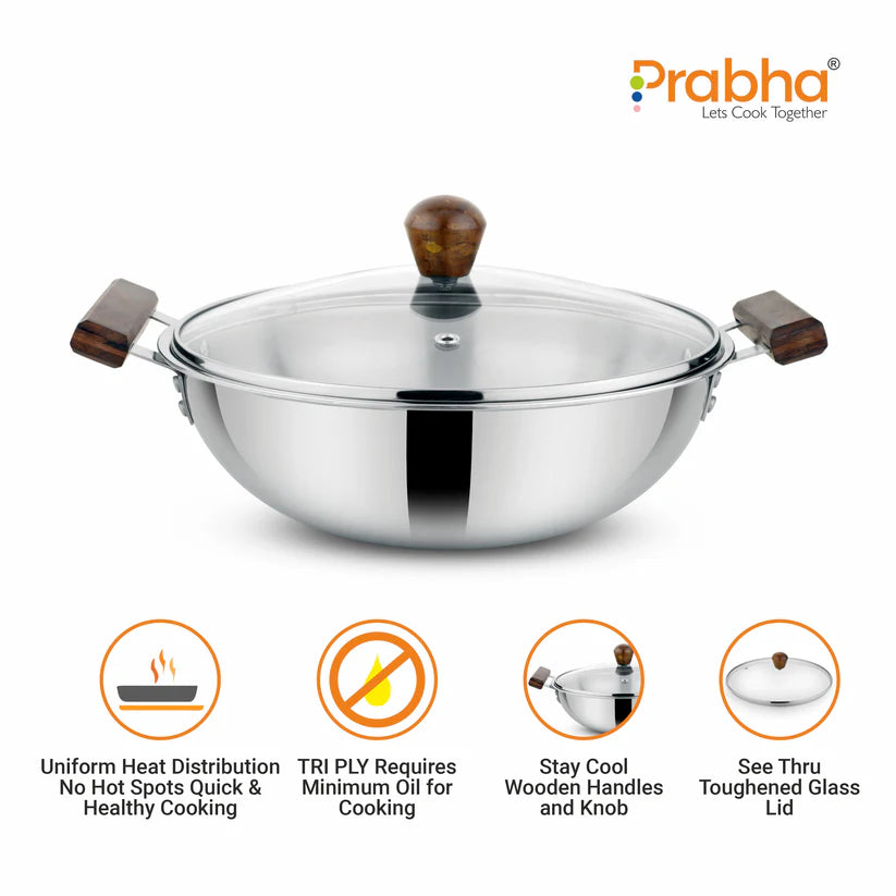 Prochef Deep Kadhai With Lid – 2.8L, 22cm