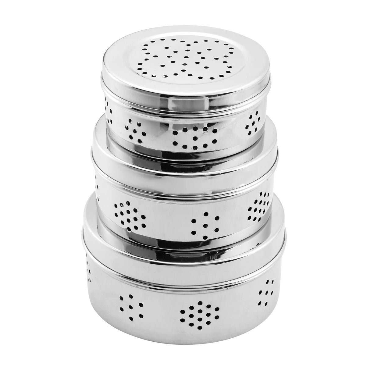 Sprouts Maker Box Stainless Steel - Set of 3 (400 ml + 550 ml + 800ml), Coriander Storage Container for Fridge with Air Ventilation, Sturdy & Durable, Herbs Container, Puri Dabba