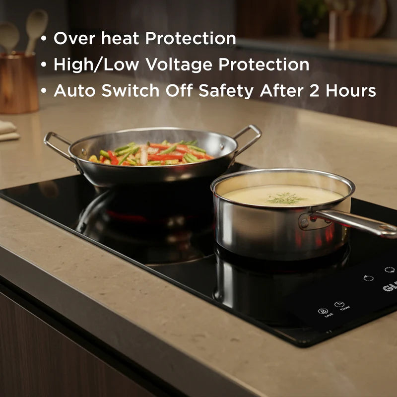 2 Zone Built-in Induction Hob with Touch Control, 9 Power Levels & Timer BH1017IC2Z