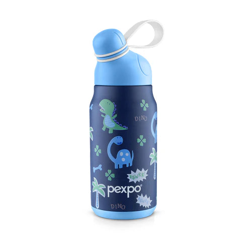 Pexpo Piano Art Hot & Cold Water Bottle 420 ML Dinosaure Blue