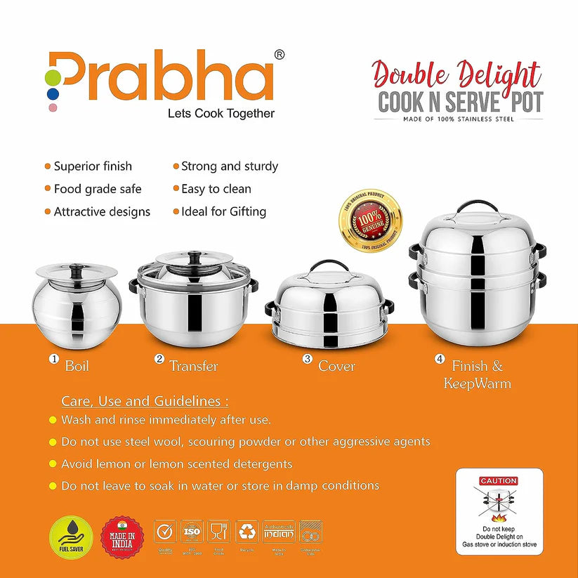 Prabha Double Delight Cook N Serve Pot – Thermal Rice Cooker 1L