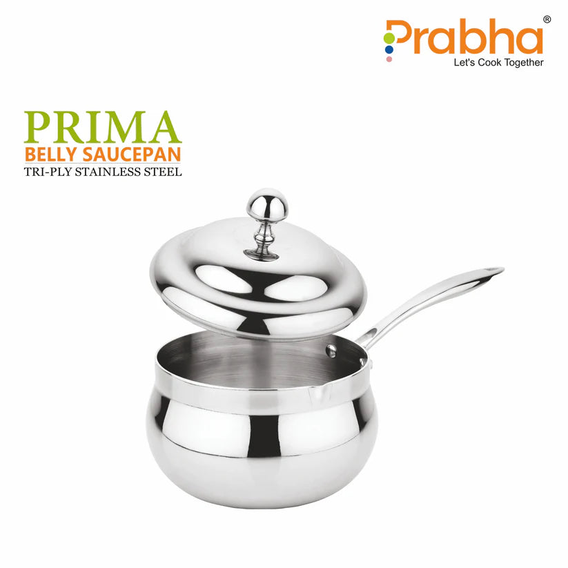Triply Belly Saucepan With Lid – 4.8L, 22cm