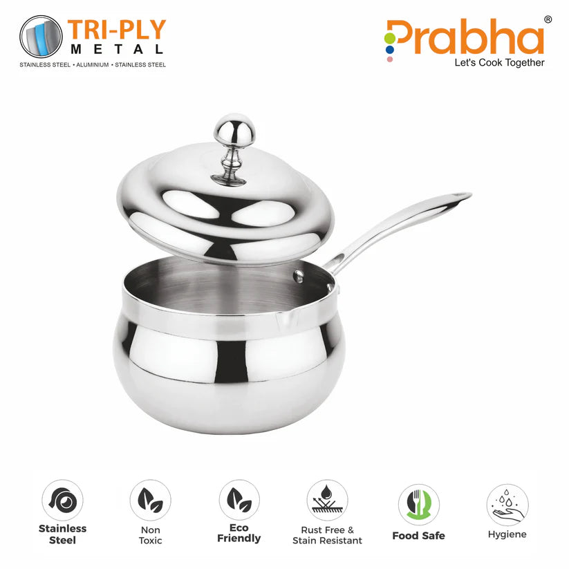 Triply Belly Saucepan With Lid – 4.8L, 22cm