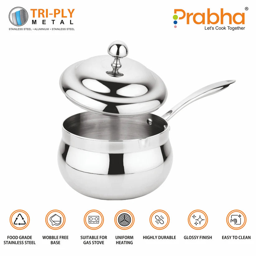 Triply Belly Saucepan With Lid – 4.8L, 22cm