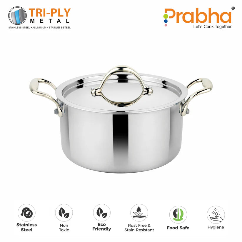 Prima Triply Casserole With Lid – 3.2L, 20cm