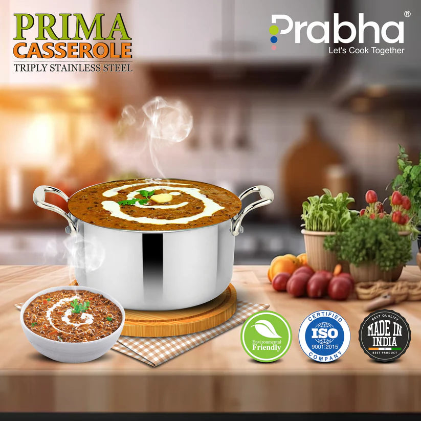 Prima Triply Casserole With Lid – 3.2L, 20cm
