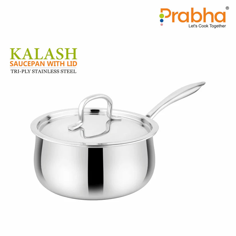 Prima Triply Kalash Saucepan With Lid – 2.2L, 18cm