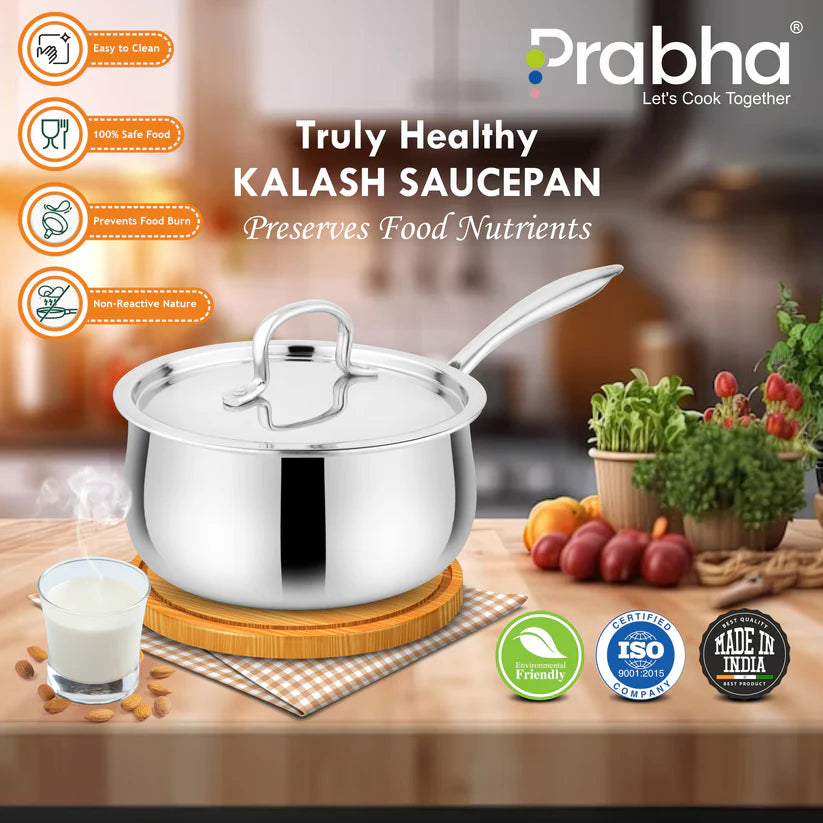 Prima Triply Kalash Saucepan With Lid – 2.2L, 18cm