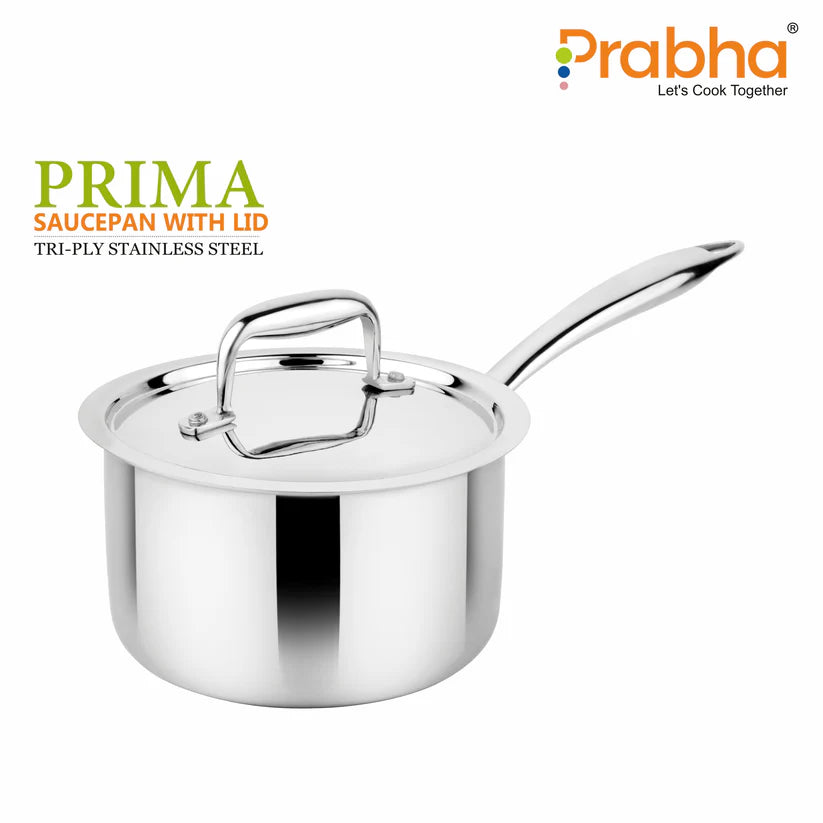 Prima Triply Saucepan With Lid – 2L, 18cm