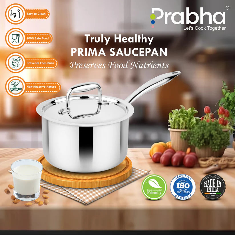 Prima Triply Saucepan With Lid – 2L, 18cm
