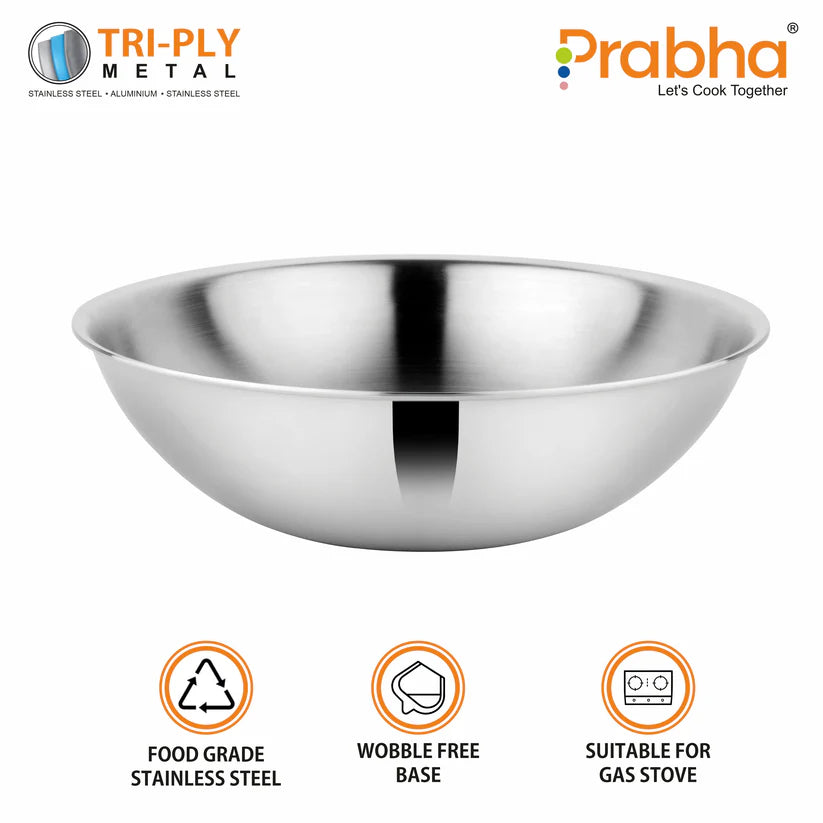 Prima Triply Tasla Flat Base Without Lid – 2.2L, 22cm