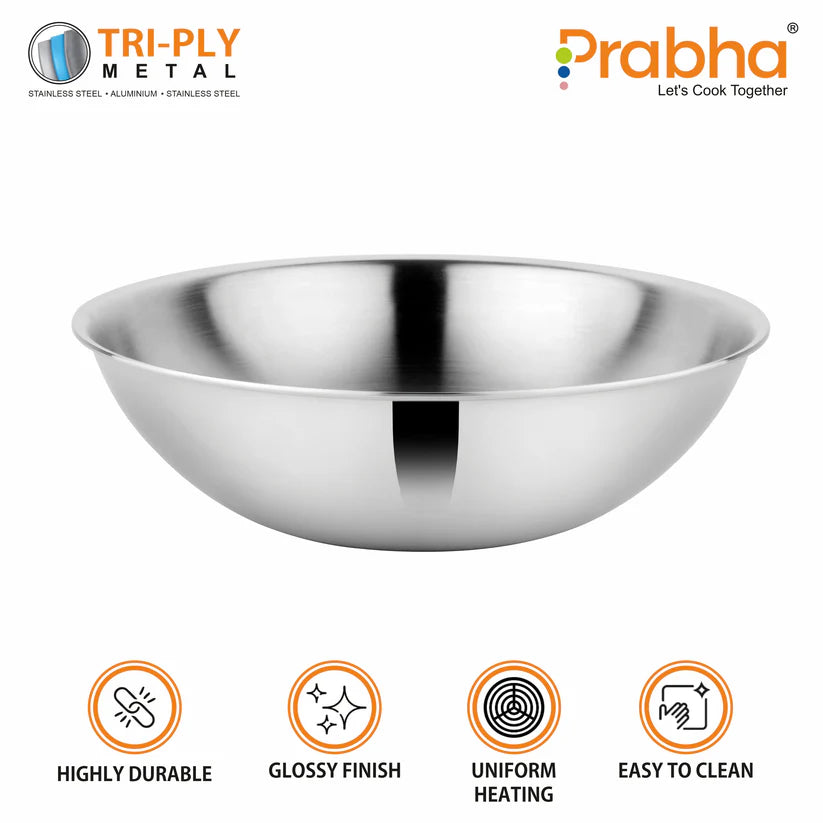 Prima Triply Tasla Flat Base Without Lid – 2.2L, 22cm