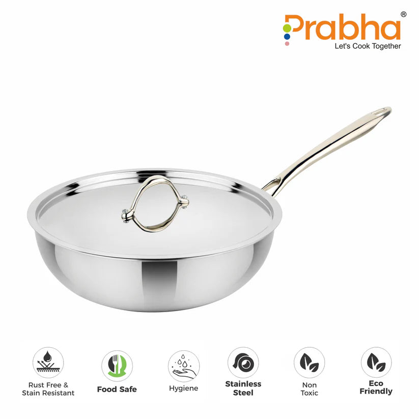 Prima Triply Wok With Lid – 5.5L, 30cm