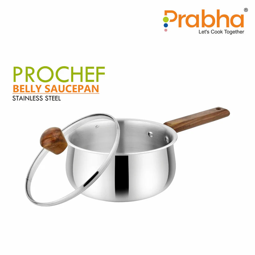Prochef Belly Saucepan With Lid – 2.1L, 16cm