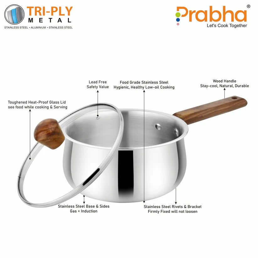Prochef Belly Saucepan With Lid – 2.1L, 16cm