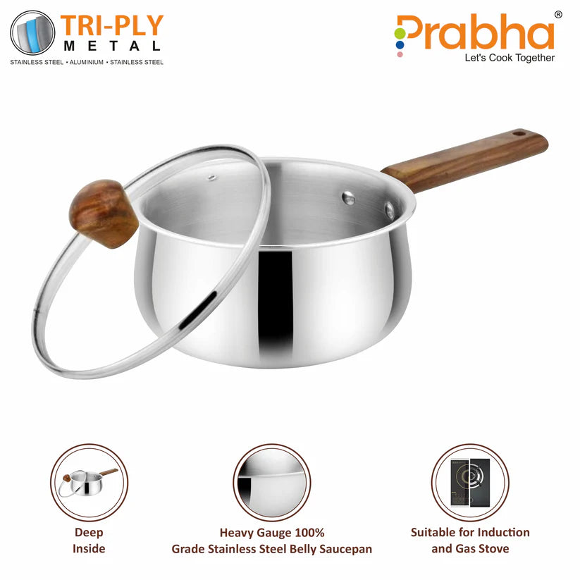 Prochef Belly Saucepan With Lid – 2.1L, 16cm