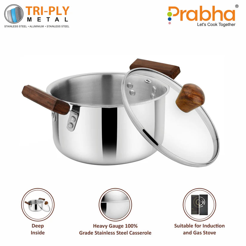 Prochef Casserole With Glass Lid – 3.2L, 20cm