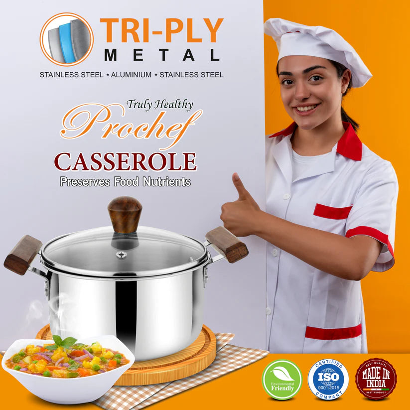 Prochef Casserole With Glass Lid – 3.2L, 20cm