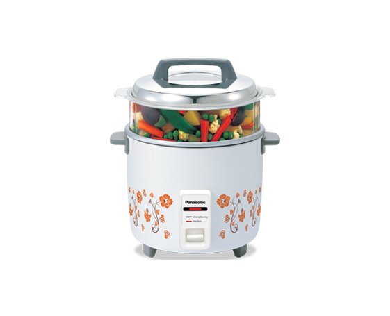 SR-WA22GHSN (D) 2.2L Electric Rice Cooker – White with Pattern, Warmer Series with Steaming Basket