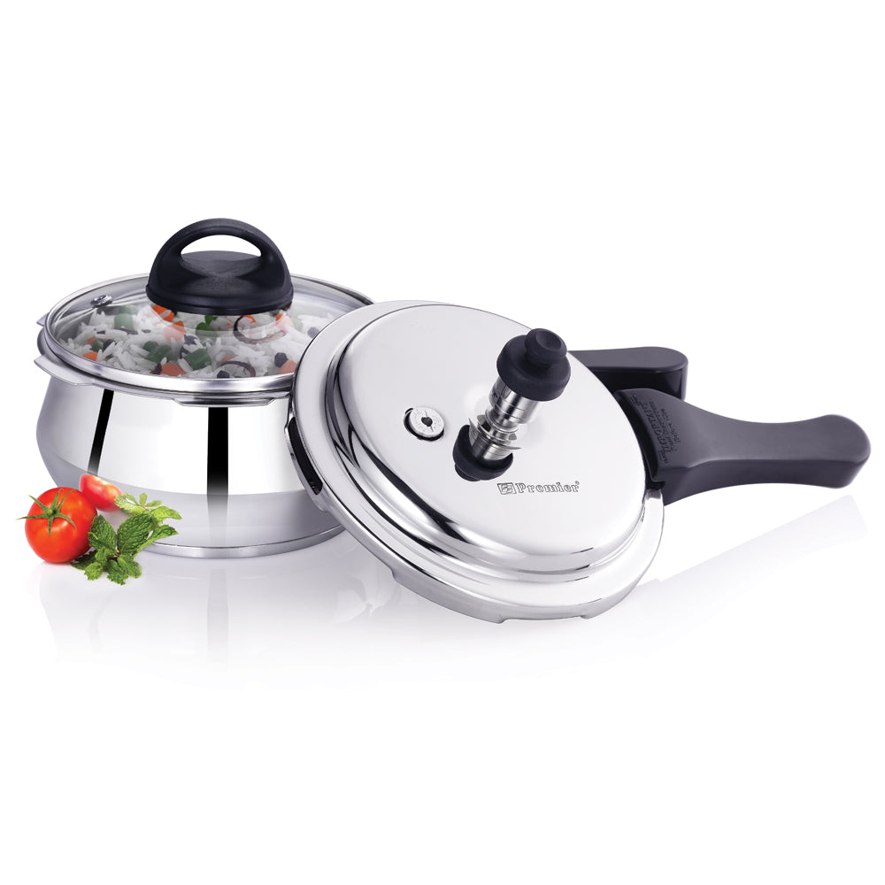 Premier Stainless Steel Induction Bottom Handi Cooker With Glass Lid 1.5 Ltr