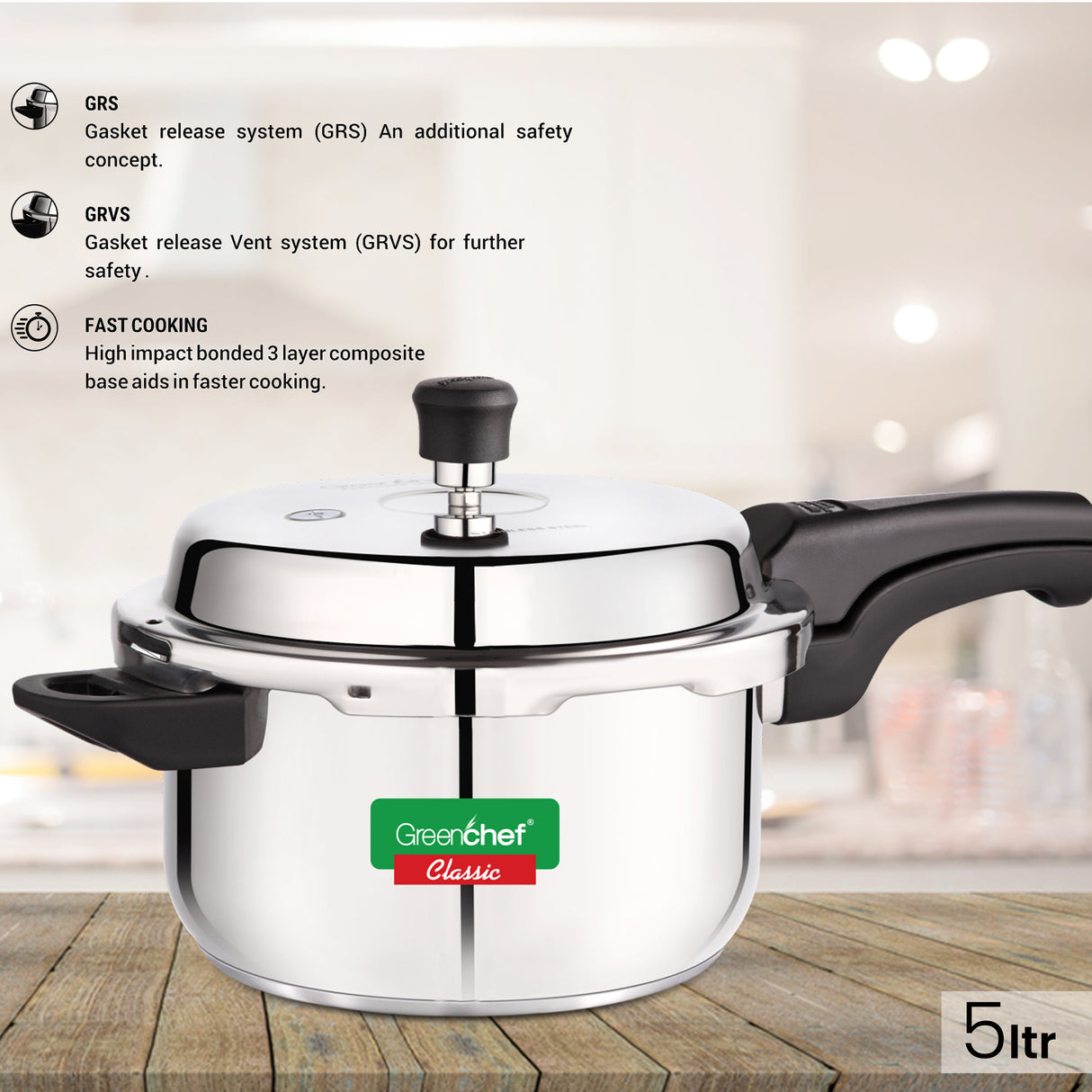 Greenchef Classic SS Cooker 5Ltr