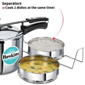 Classic Tri-Ply Stainless Steel Pressure Cooker 5 Litre with Separators (SSTCL51)