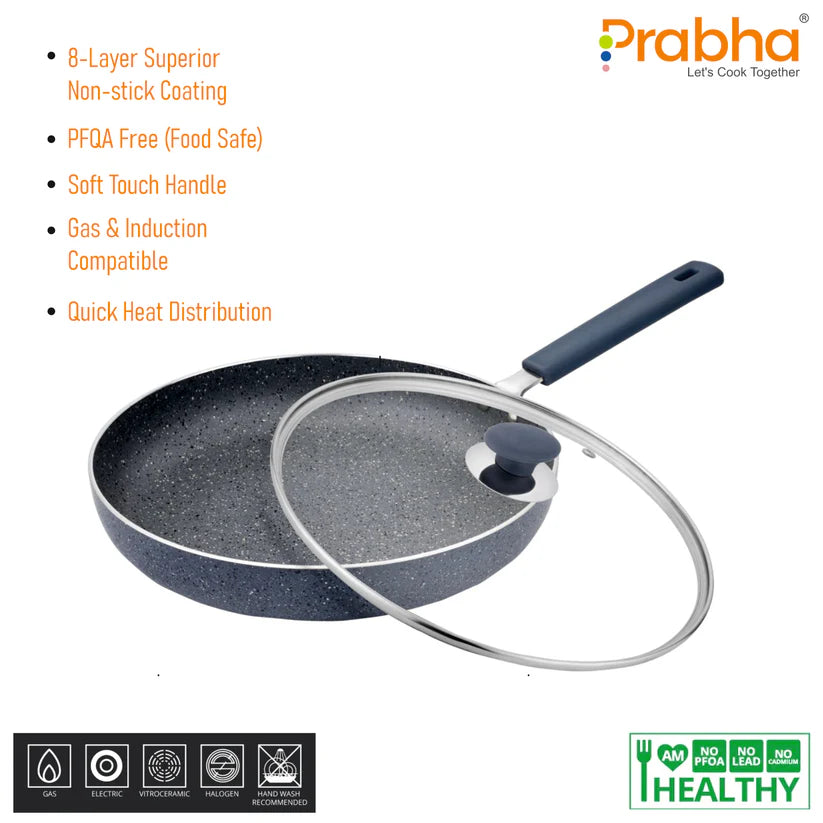 Stella Nonstick Deep Frypan With Glass Lid 1.7L, 24cm