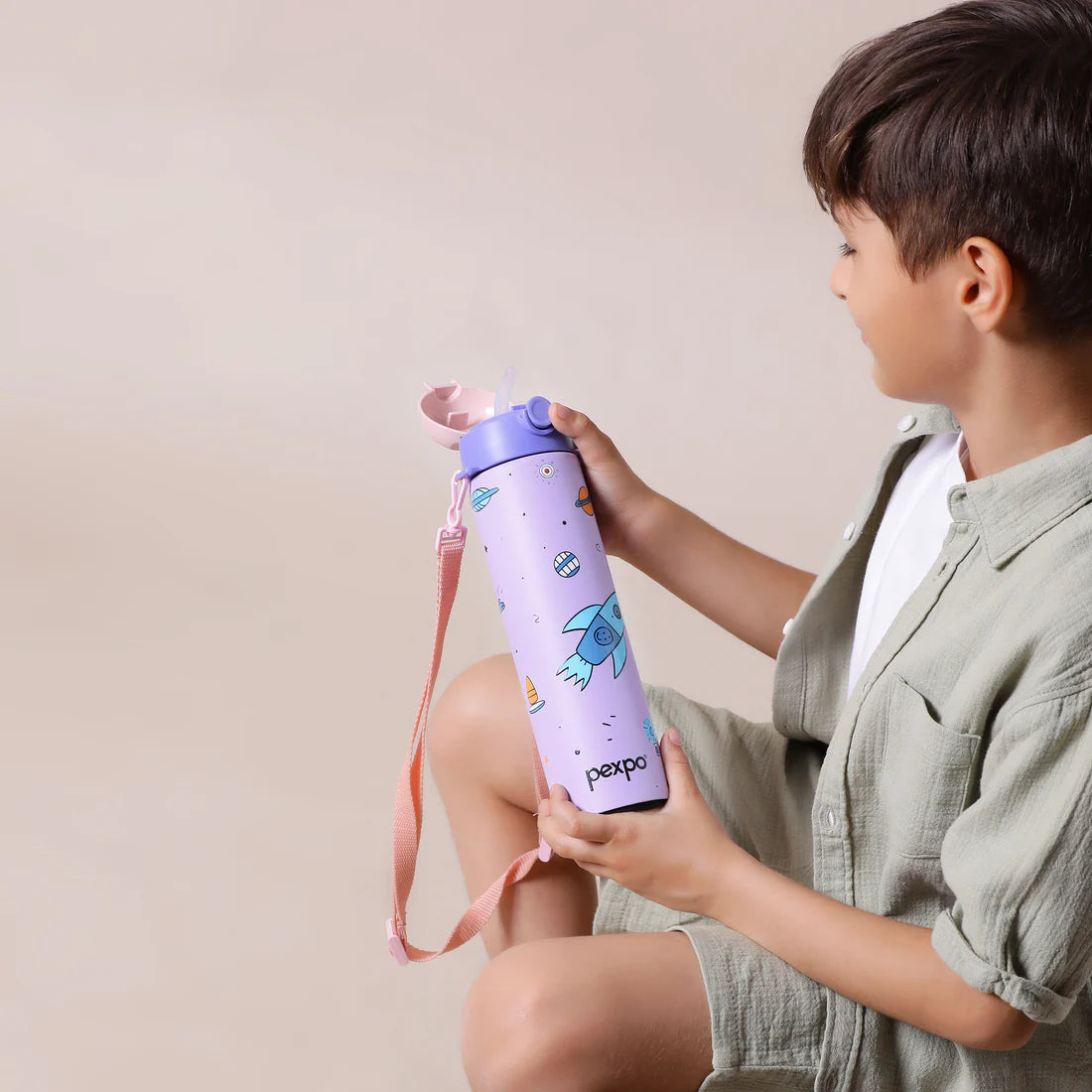 Pexpo Sporty SS Kids Water Bottle 700 ML Blue-Mermaid