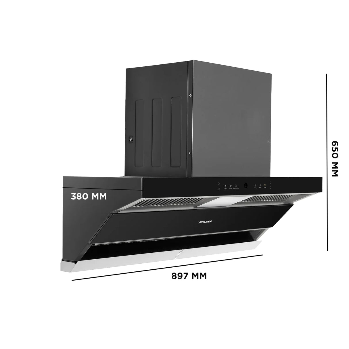 HOOD THUNDER STORM FL SW SC BK 90 Wall Mounted Chimney with 1800m³/hr Suction, Auto Steam Clean, Gesture & Touch Control - 330.0697.307