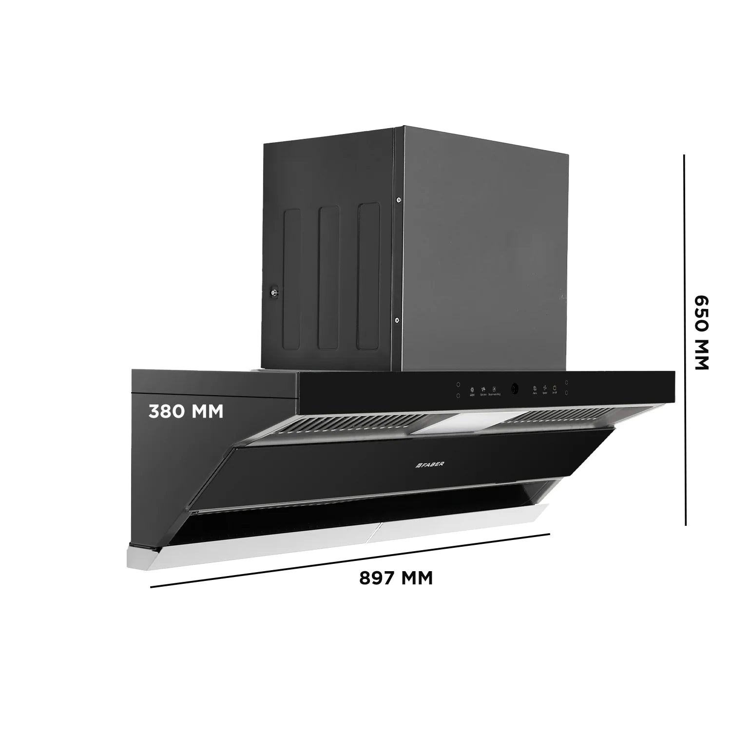 HOOD THUNDER STORM FL SW SC BK 90 Wall Mounted Chimney with 1800m³/hr Suction, Auto Steam Clean, Gesture & Touch Control - 330.0697.307